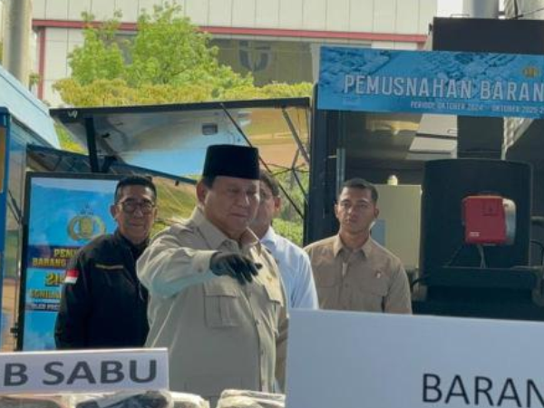 Presiden Prabowo Saksikan Pemusnahan 214,84 Ton Narkoba Senilai Rp29,37 Triliun di Mabes Polri
